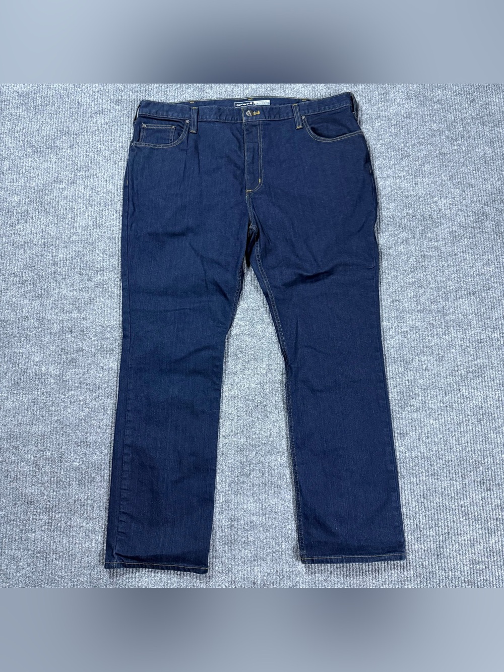Carhartt Rugged Flex Five Pocket Straight Tapered Jeans Mens 42x32 Blue BD2807-M